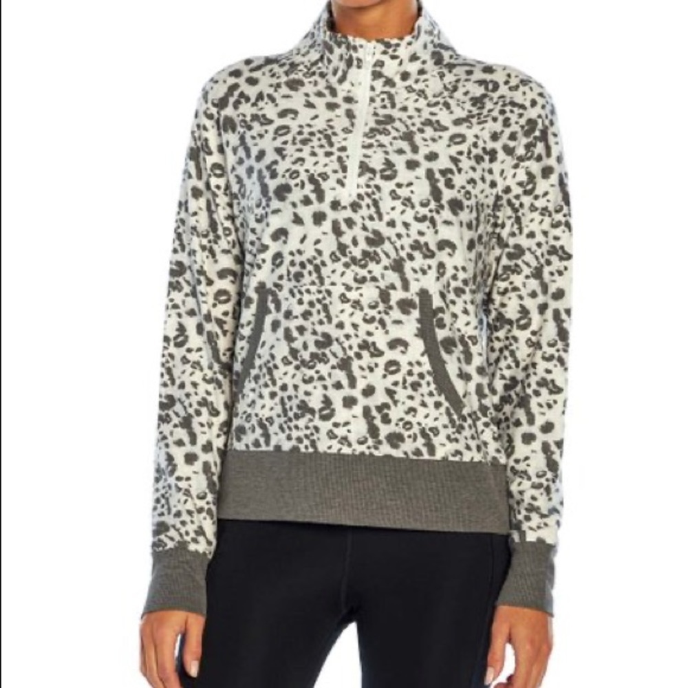 MARIKA || Dara Quarter Zip Pocket Jacket in Watercolor Leopard - SZ Medium